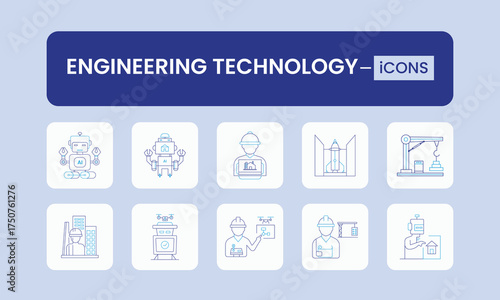 Robotics & Logistics Symbol Pack – Editable Stroke | Construction, Engineering, Automation, Technology, Line Icons & Data