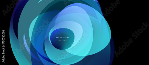 Abstract flowing shapes, vibrant blues, turquoise hues create dynamic visual effect. Modern design element, perfect backdrop.