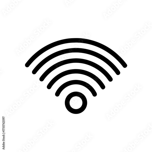 Black wifi symbol on white art on transparent background