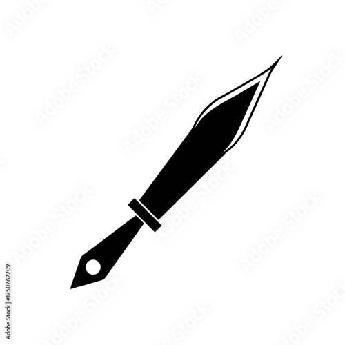 Simple black and white knife on transparent background