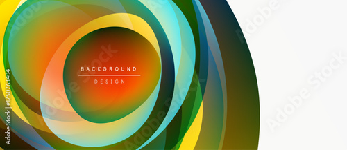 Abstract layers create vibrant circular design. Colors blend, forming dynamic visual effect. Modern background element.
