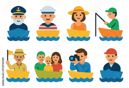 Colorful Boat Crew Icons