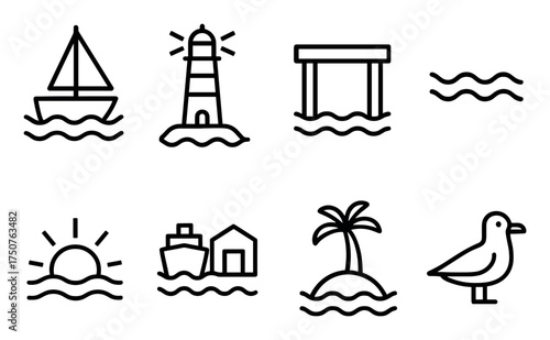Minimal Boat Trip Icons