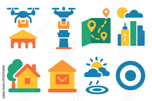 Drone Delivery Icons