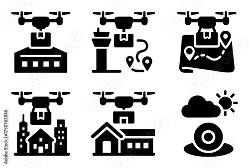Drone Delivery Icons
