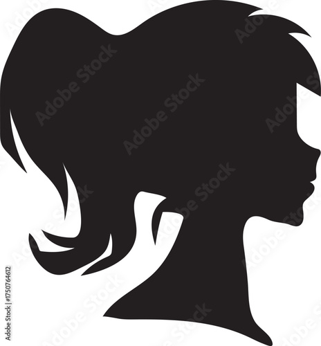 Elegant Woman Profile Silhouette Graphic