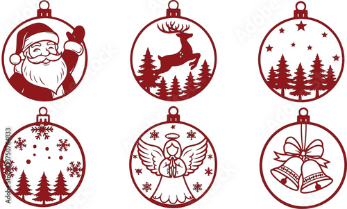 Christmas Ornaments SVG Vector Designs Cricut Cutout Decorations Vector Image