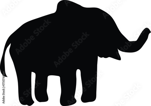 Silhouette of an Elephant on a White Background