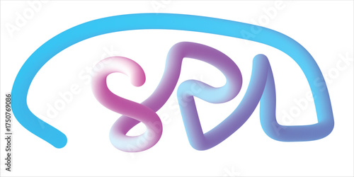 Abstract rainbow arch embracing intertwined gradient ribbon symbol on white background