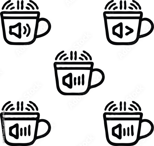 Clean black and white vector illustration of cup  icons like 5.eps
