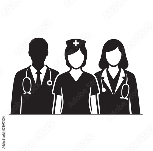 doctor and nurse vector silhouette