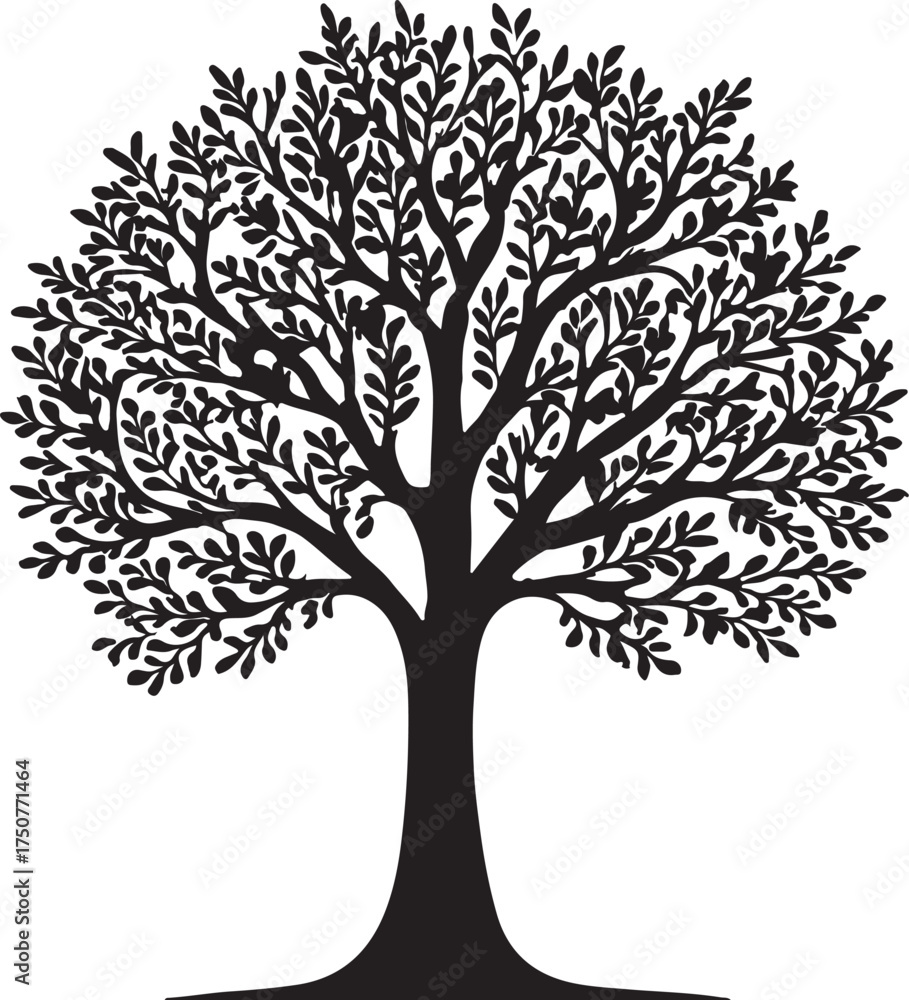 Obraz premium vector silhouette of a tree with roots and leaves
