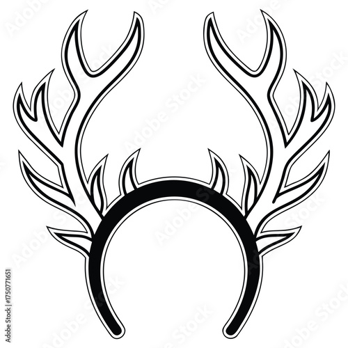 A black silhouette of a reindeer antler headband