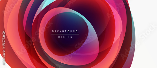 Abstract circular layers, vibrant colors blend. Modern design element, suitable for backgrounds, presentations. Dynamic visual composition.