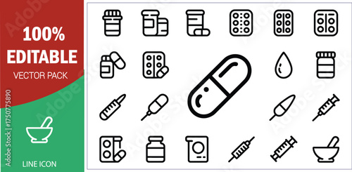 Pharmaceutical and Medical Treatment Icons medicine