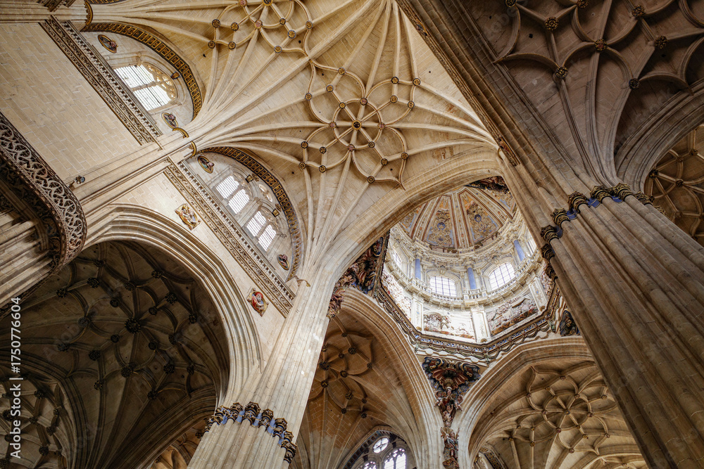 Fototapeta premium Salamanca, Spain - 3 March 2025: Gothic interior of Salamanca Cathedral, Catedral Nueva