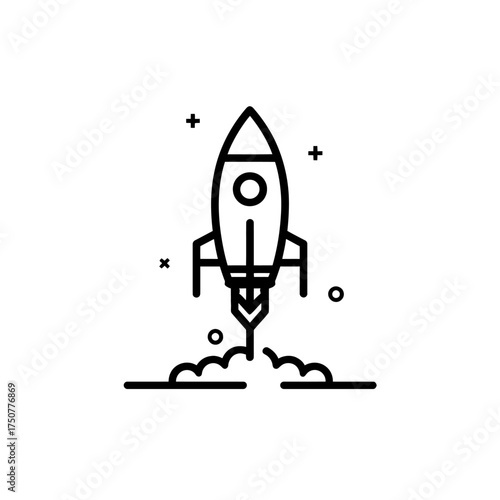 Rocket launching in black  white, depicting power and energy. Perfect for science, technology, space exploration, or innovation concepts.
