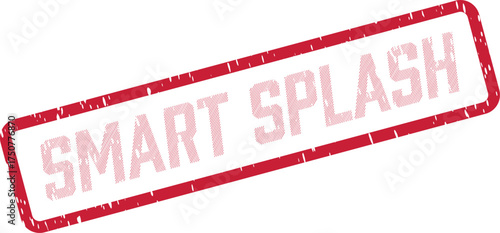 This vibrant red grunge textured rubber stamp on a pure white background clearly features the bold text SMART SPLASH