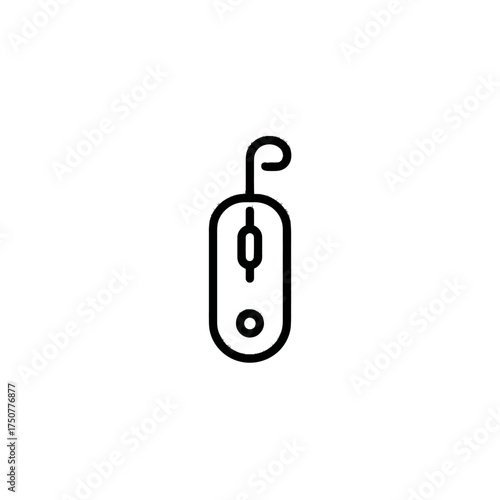 Simple black line drawing of a computer mouse suitable for digital design projects, technologyrelated content, educational materials, and web design.