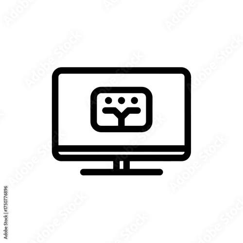 Suitable for presentations, websites, and articles about teamwork, networking, or corporate structure, this icon on a monitor signifies collaboration.