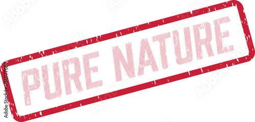 A red rectangular rubber stamp impression clearly displays the important text PURE NATURE on a white background