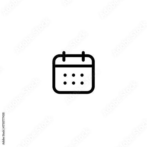 Minimalist calendar icon on white background suitable for digital organizers, apps, websites, and minimalist design projects. Clean, modern, versatile.