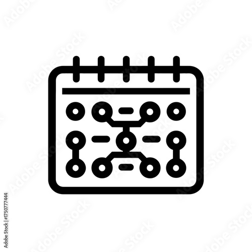 Calendar icon with circuit board elements, perfect for techrelated projects, digital planning apps, and futuristic website designs.