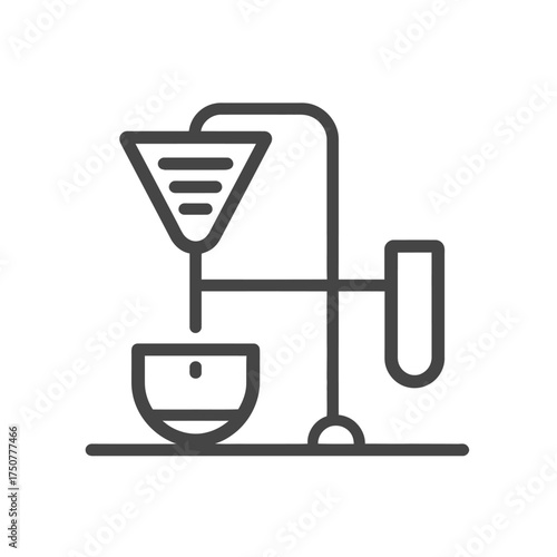 Minimalist pourover setup with cup. Perfect for coffee shop promotions, barista training materials, or calming beverage blog posts.