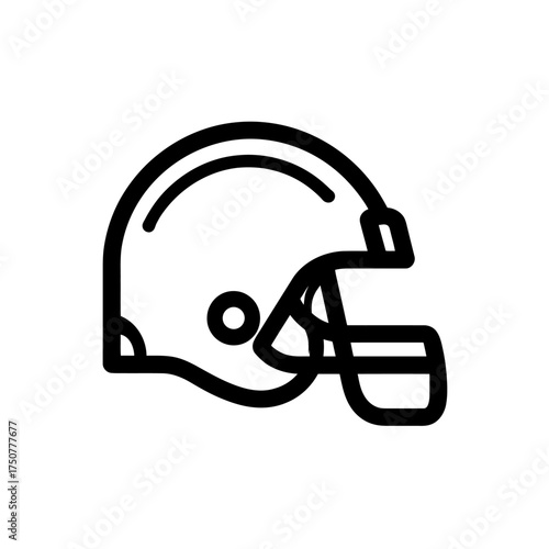 A simple black line icon of an American football helmet shown in profile view on a white background.
