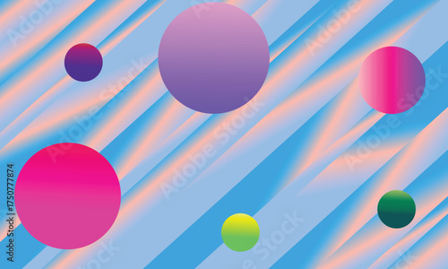 Colorful Circles on Diagonal Gradient Background abstract