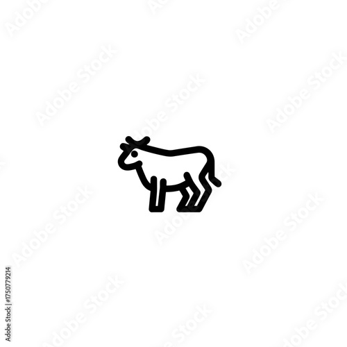 A simple black line drawing of a cow standing on a white background.