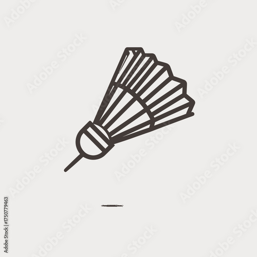 "Simple line art illustration of a badminton shuttlecock icon" (>=6 words, <=180 chars).