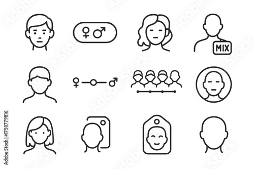 Expression bubble androgynous gender fluid icon head vector tag appearance nonbinary inclusive