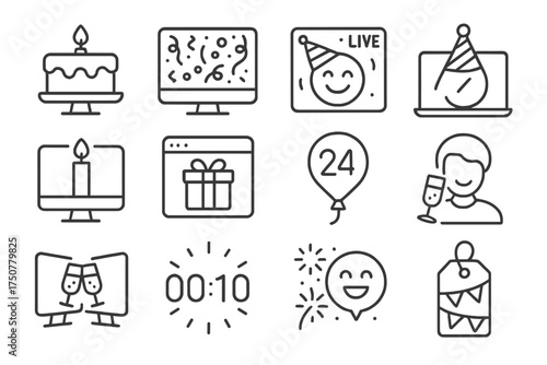 Toast vector cheers icon online symbol party celebration bubble banner candle virtual