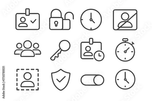 Temporary badge icon vector panel access border permission control icons session timer