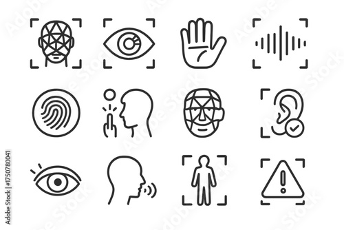 Security error icon blink fingerprint match biometric tag icons palm detection scan