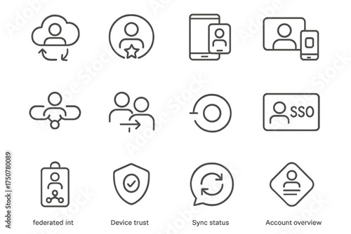 Vector id identity switch status platform trust icon federated cross user symbol