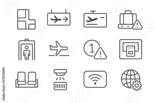 Security scanner declaration map global icon vector navigation panel airport tag boarding