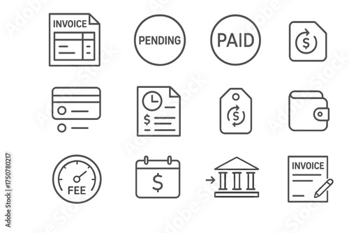 Recurring method correction icons icon paid vector stamp invoicing payment history tag
