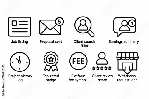 Invitation icon freelance alert symbol earnings platform log icons request vector listing