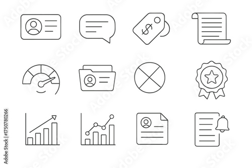 Scroll volume client archive graph icons label badge satisfaction icon freelance vector