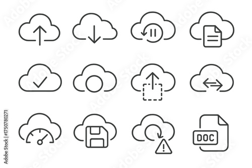 Cloud icon checkmark failed dial paused retry vector transfer icons sync interface