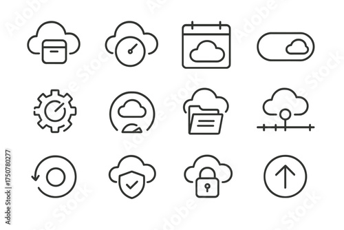 Icon encrypted backup restore meter timeline cloud button dial vector icons archive