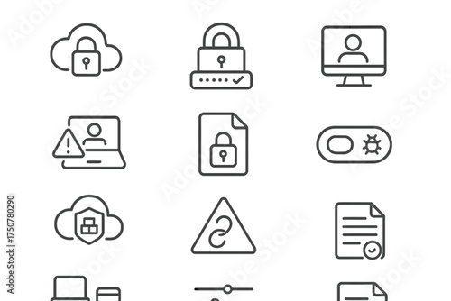 Activity file vector security toggle cloud icon privacy settings device icons log