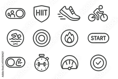 Tracker mode icon recovery vector rings cycling workout overview muscle icons switch