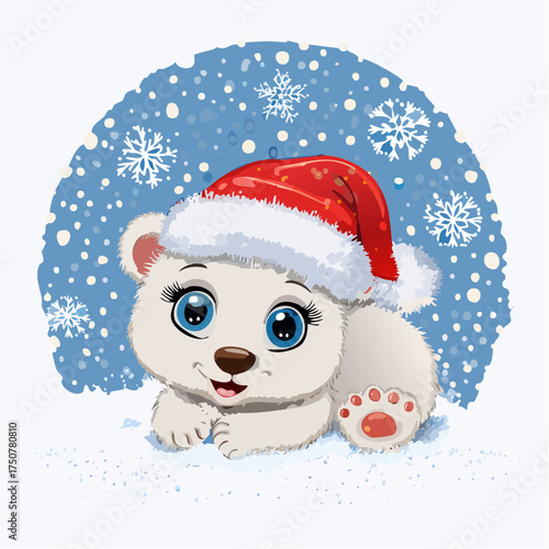Eisbärbaby mit Weihnachtsmütze