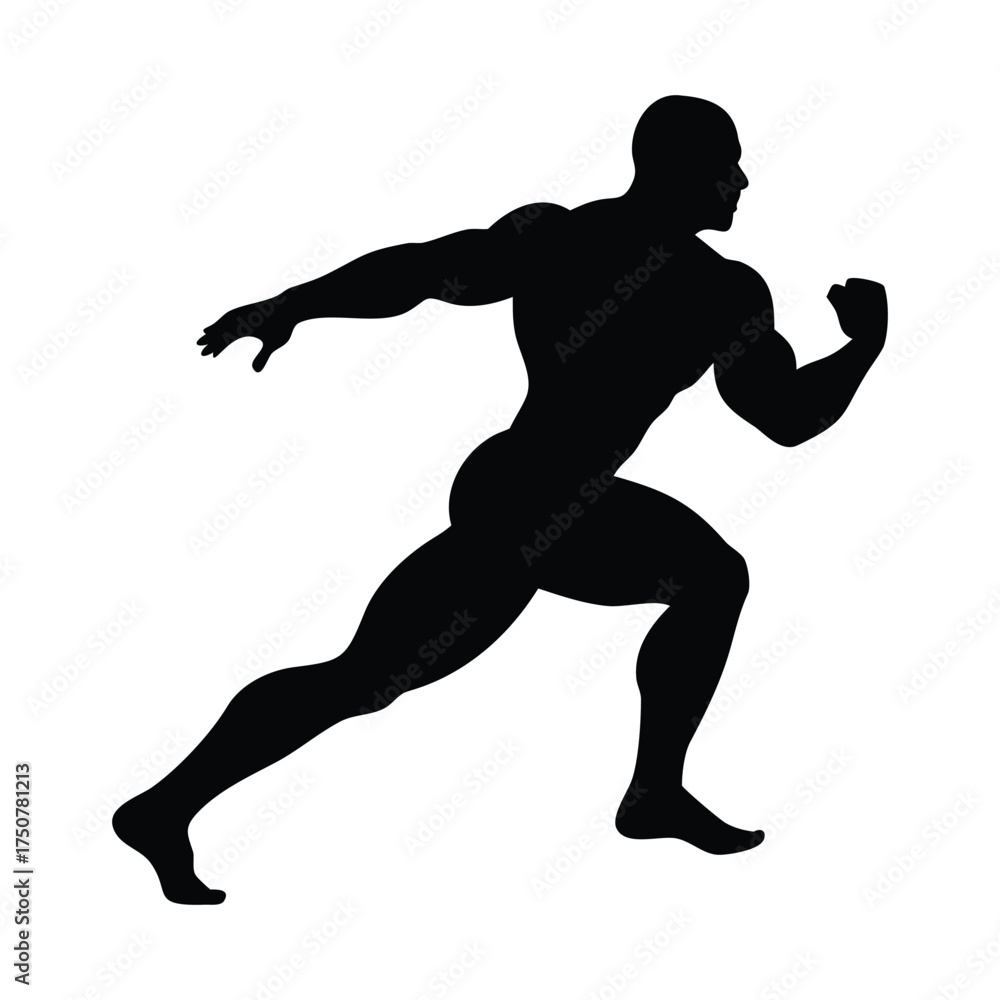 Fototapeta premium Running Athlete Silhouette Vector – Fitness and Sports Action Pose Illustration