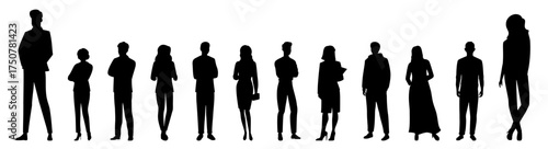 Professional business people silhouettes, including men and women in various poses, representing corporate teams, leadership, and diverse workforce concepts.