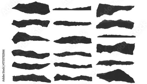 Torn Paper Edge Set Vector. Realistic Ripped Paper Borders Collection for Scrapbook, Poster, and Graphic Design