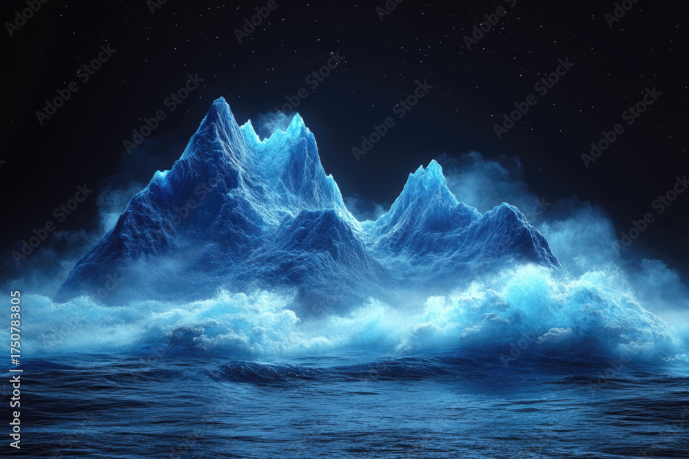 Naklejka premium Echoes of Blue Fire Along Mountain Curves